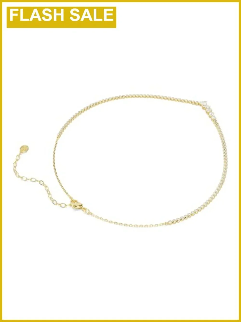 Swarovski Zirconia V-Shape Pendant Necklace 18K Gold Finish Cup Chain Adjustable